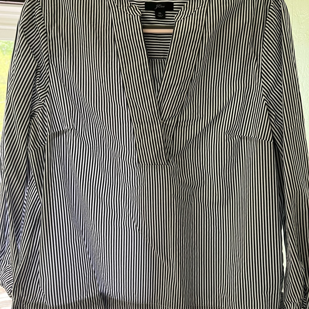 J. Crew Black and White Blouse with Classic Design